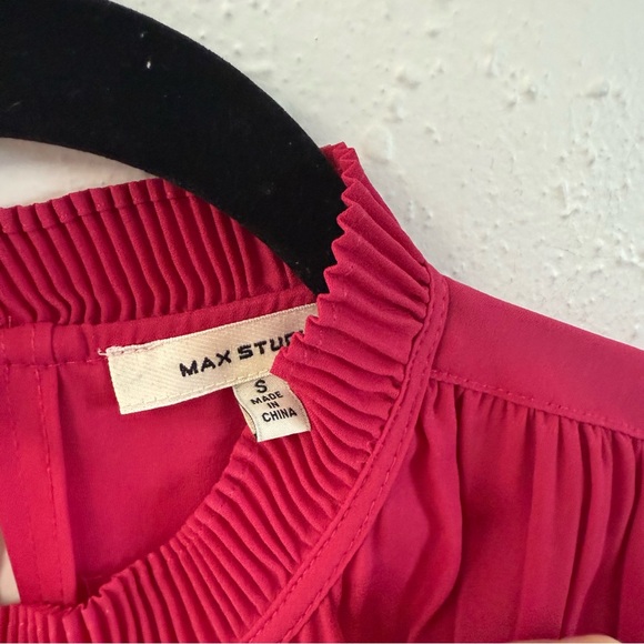 Max Studio Pink Smocked Blouse with‎ Mandarin Collar - Picture 3 of 5